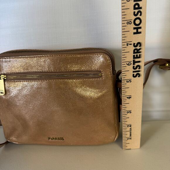 FOSSIL Rose Gold Piper Toaster Metallic Leather Crossbody Purse Shoulder Bag - Picture 5 of 14